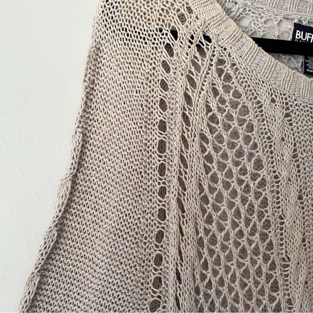 Buffalo David Bitton Tan Knit Sweater Size Medium Fall Knit Boho Costal Classic - Picture 5 of 6